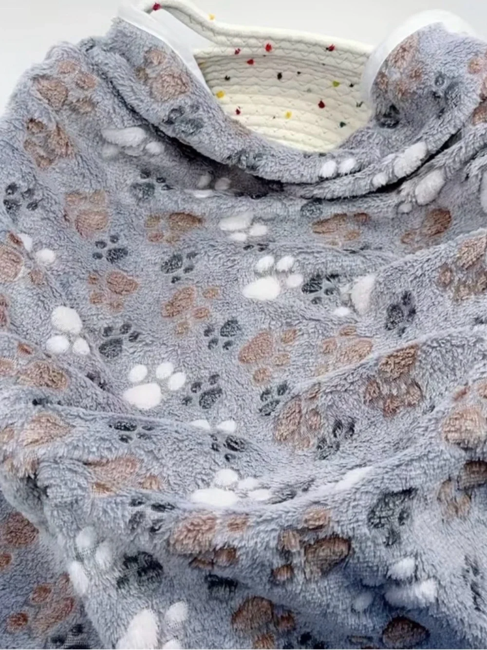 Plush Paw Print Pet Blanket - 20” x 30” Gray, Lavender or Tan